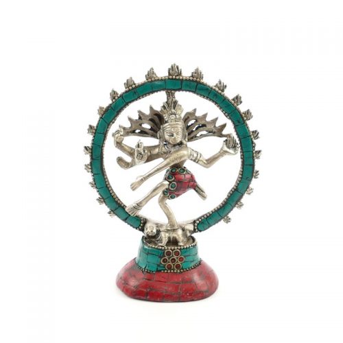 Shiva Statue Messing versilbert mit Stein 14 cm | Shiva kaufen | Shiva Figur | Shiva Statue